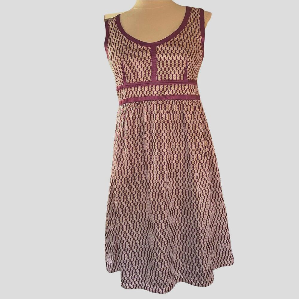 Proenza Schouler X Target Sz 7 100% Silk Empire Dress Purple and Cream Lined NEW